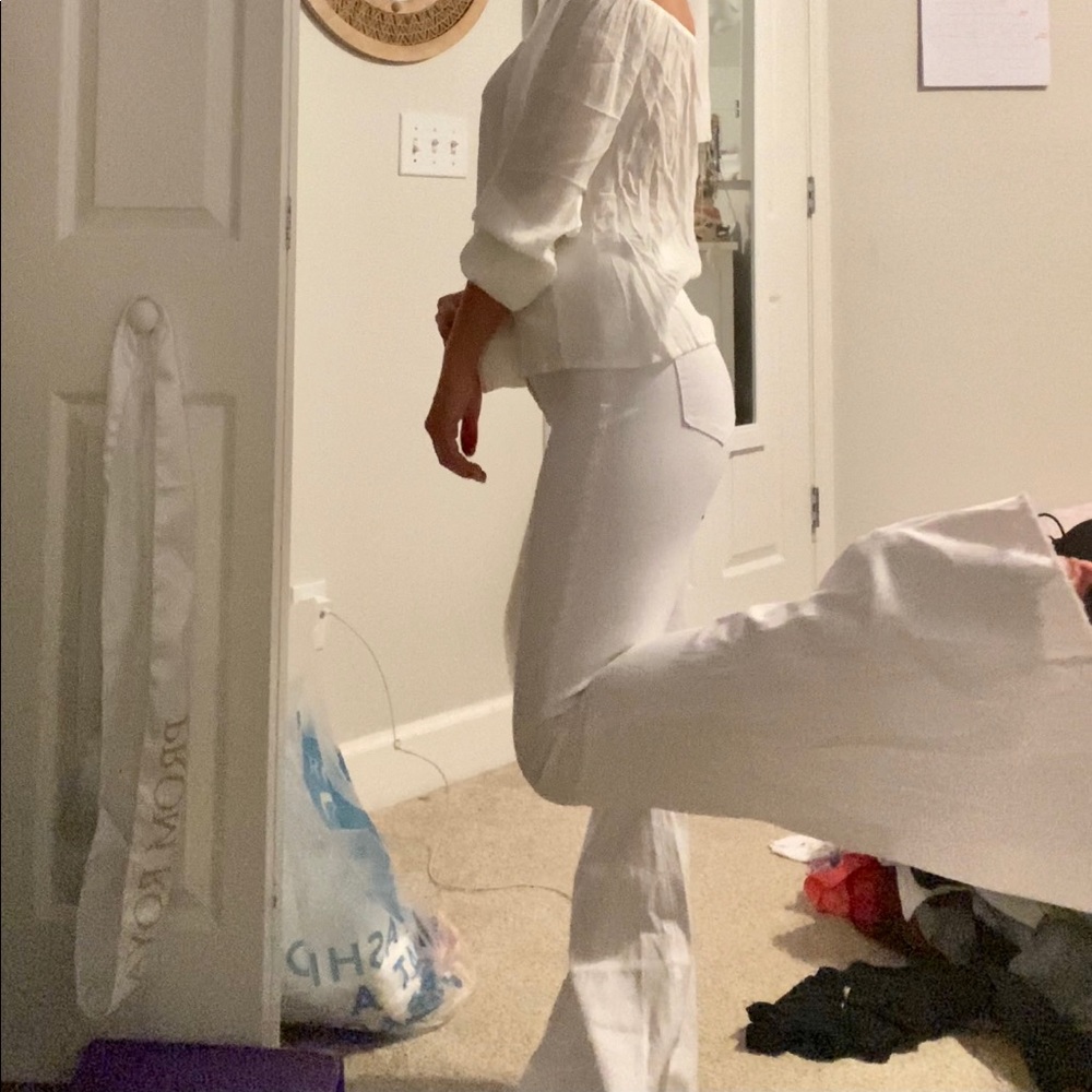 white flare jeans